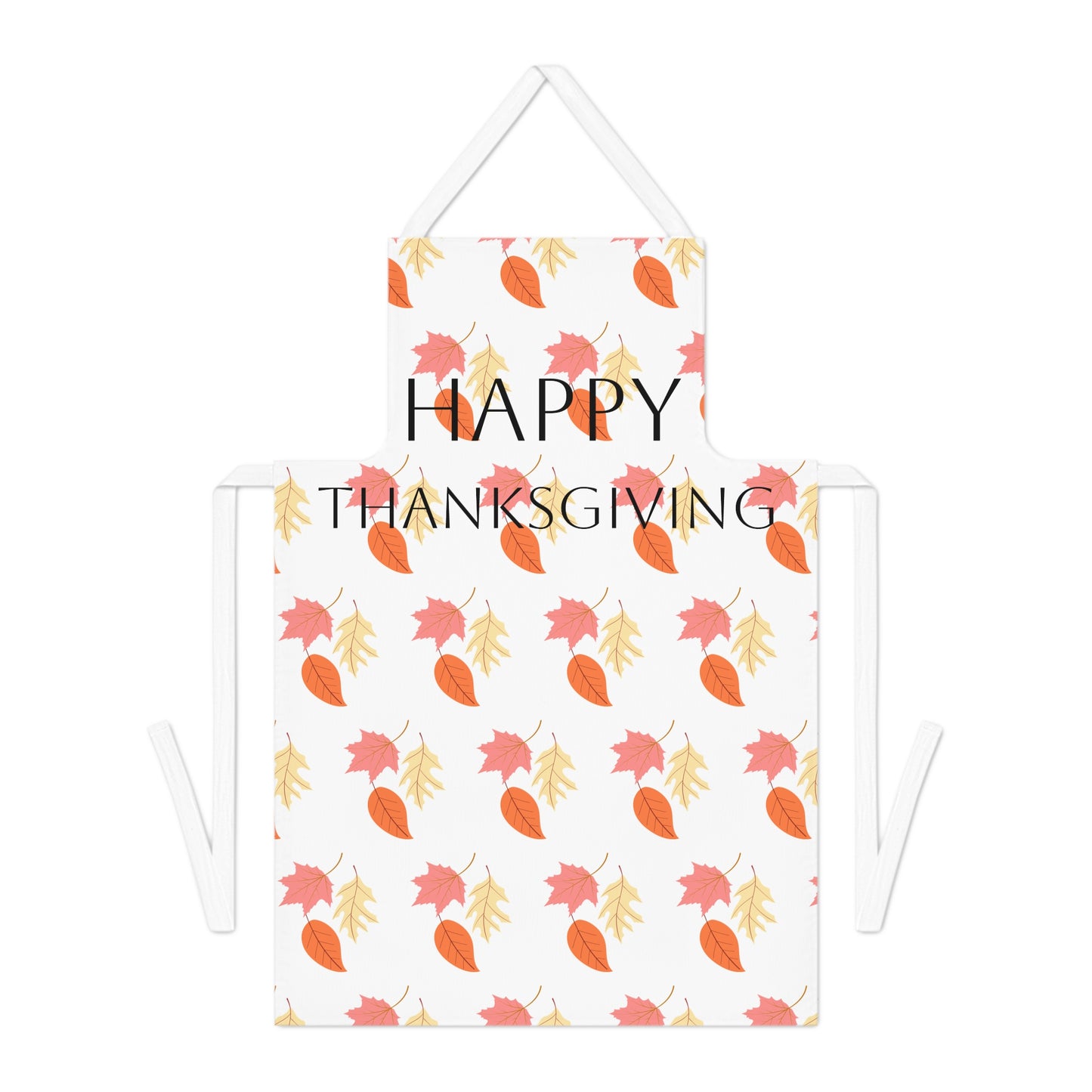 Adult Apron (AOP) Holiday/Happy Thanksgiving/Fall leaves/White