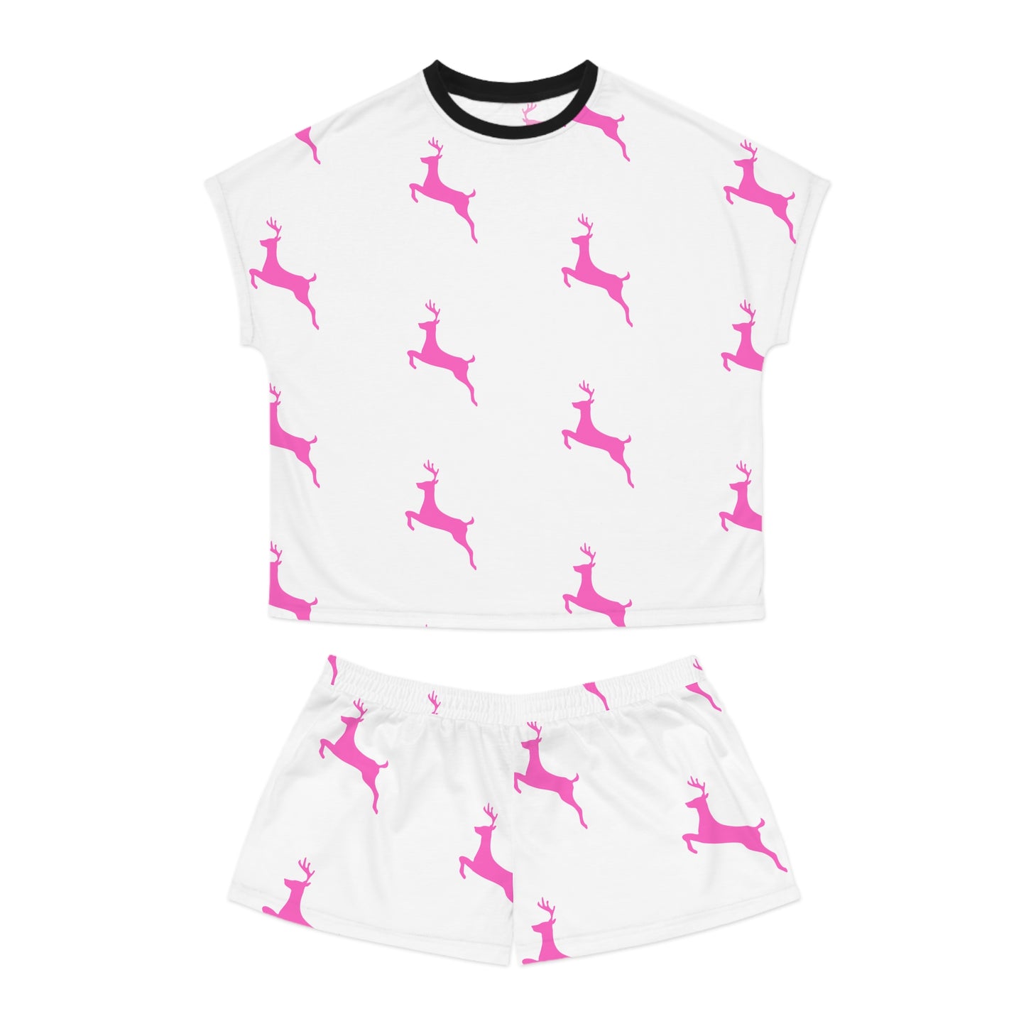 Women's Short Pajama Set (AOP)/Pink Reindeer/Holiday