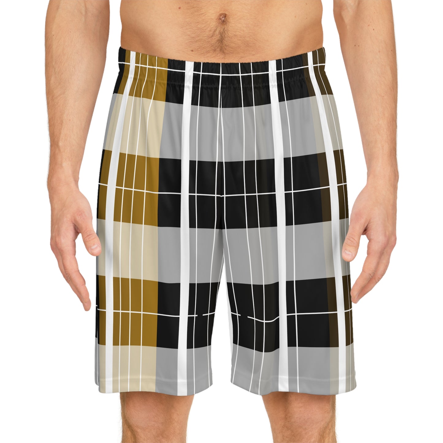 Basketball Shorts (AOP)/Gold Plaid