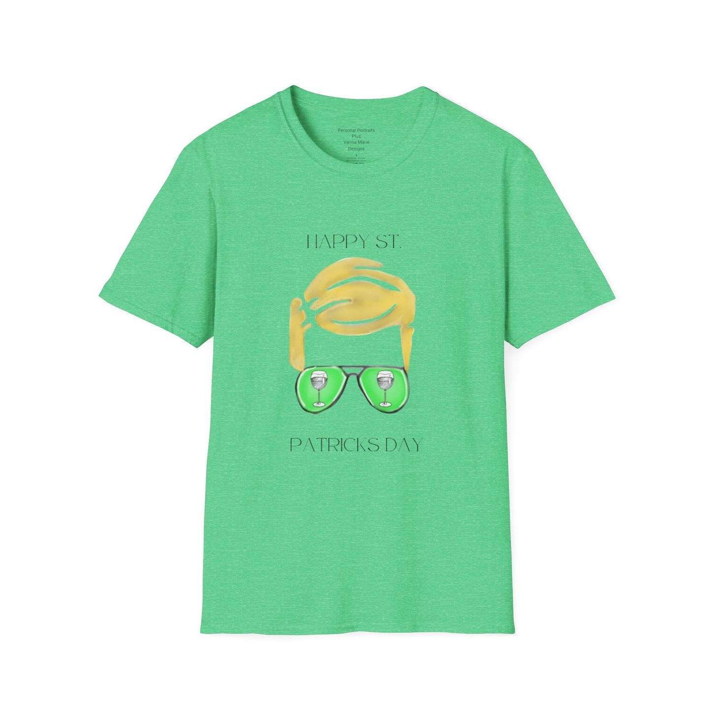 Unisex Softstyle T-Shirt/ Man/ Blonde/ Green Glasses/Wine Glass