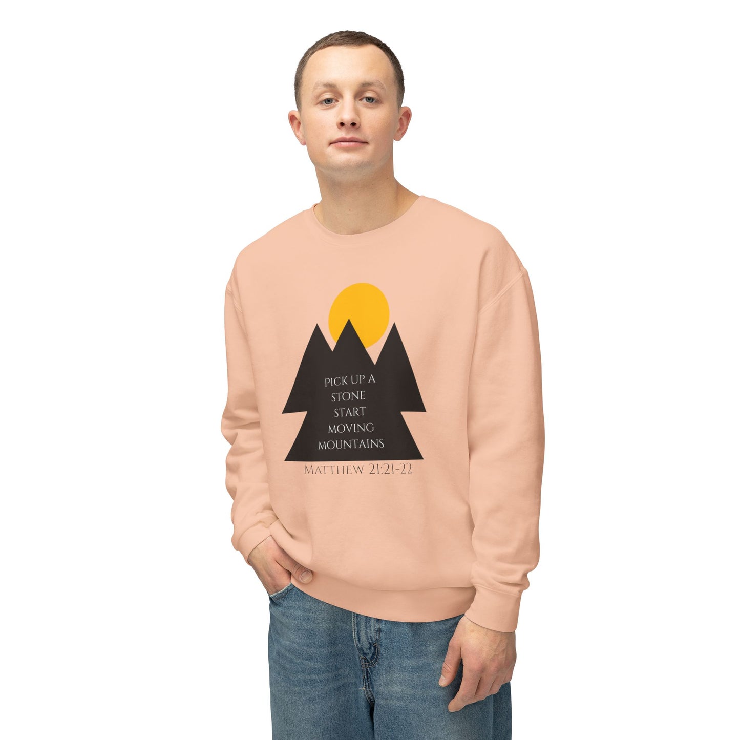 Unisex Lightweight Crewneck Sweatshirt/ Matthew 21:21-22/Mountains