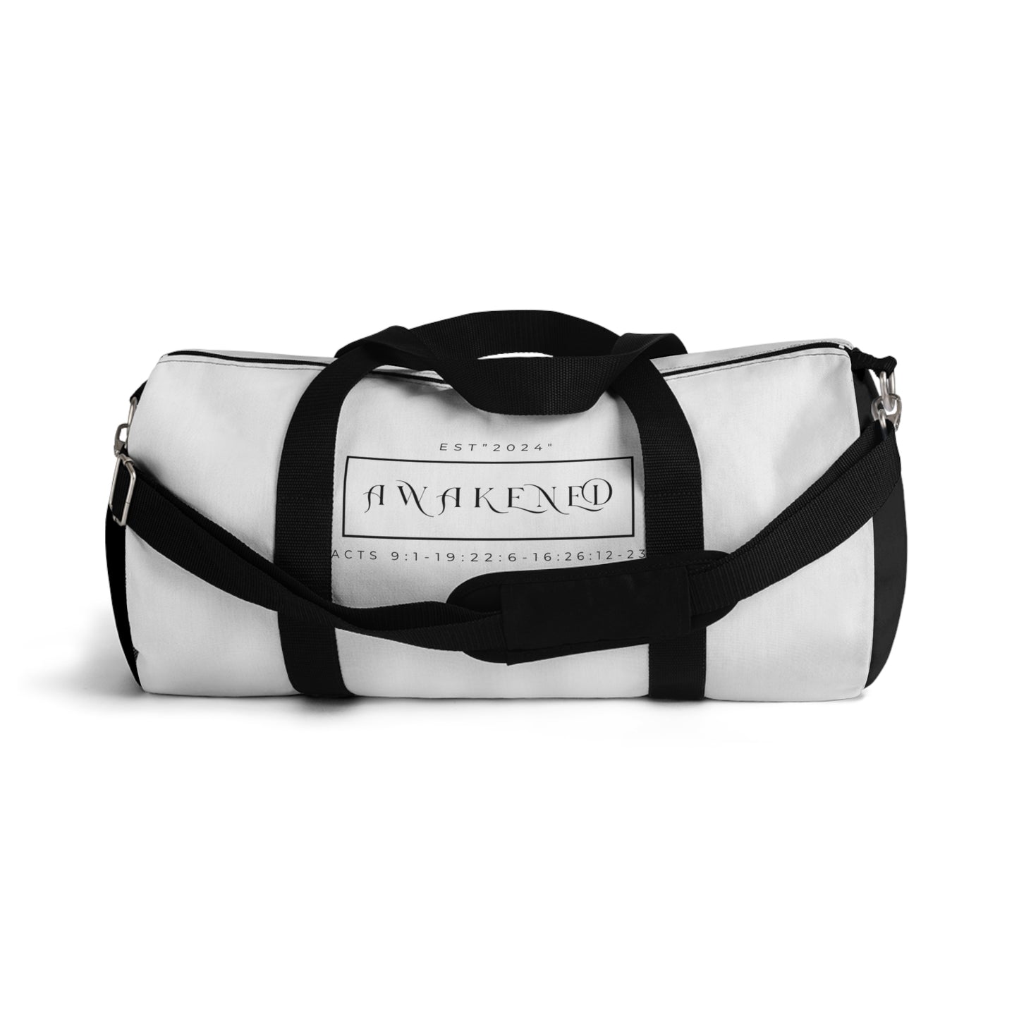 Duffel Bag/Awakened/White/Black/Bible Scripture/Rectangle