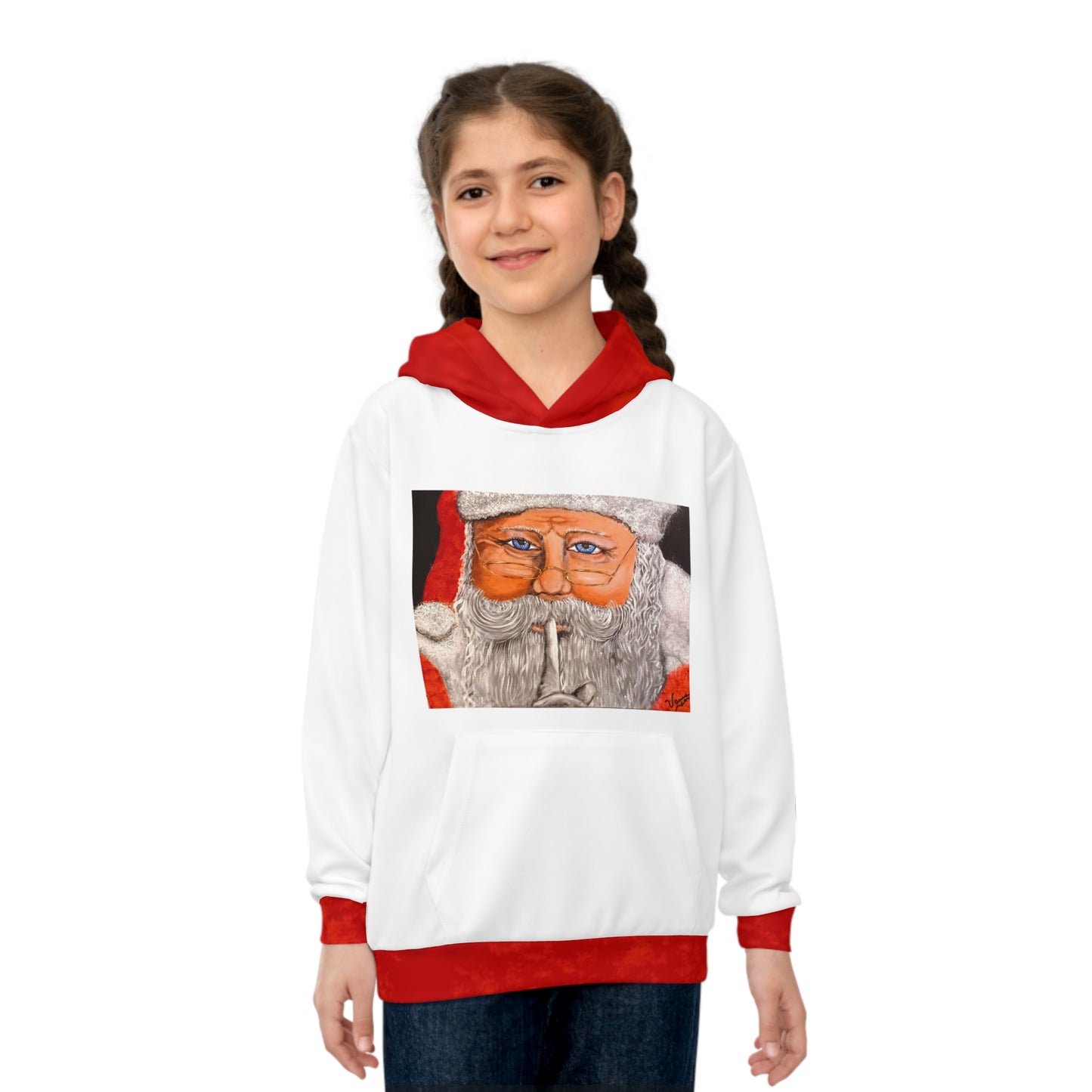 Children's Hoodie (AOP)/Santa/White