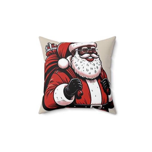 Spun Polyester Square Pillow/African American Santa