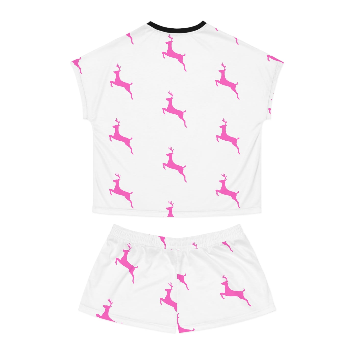 Women's Short Pajama Set (AOP)/Pink Reindeer/Holiday