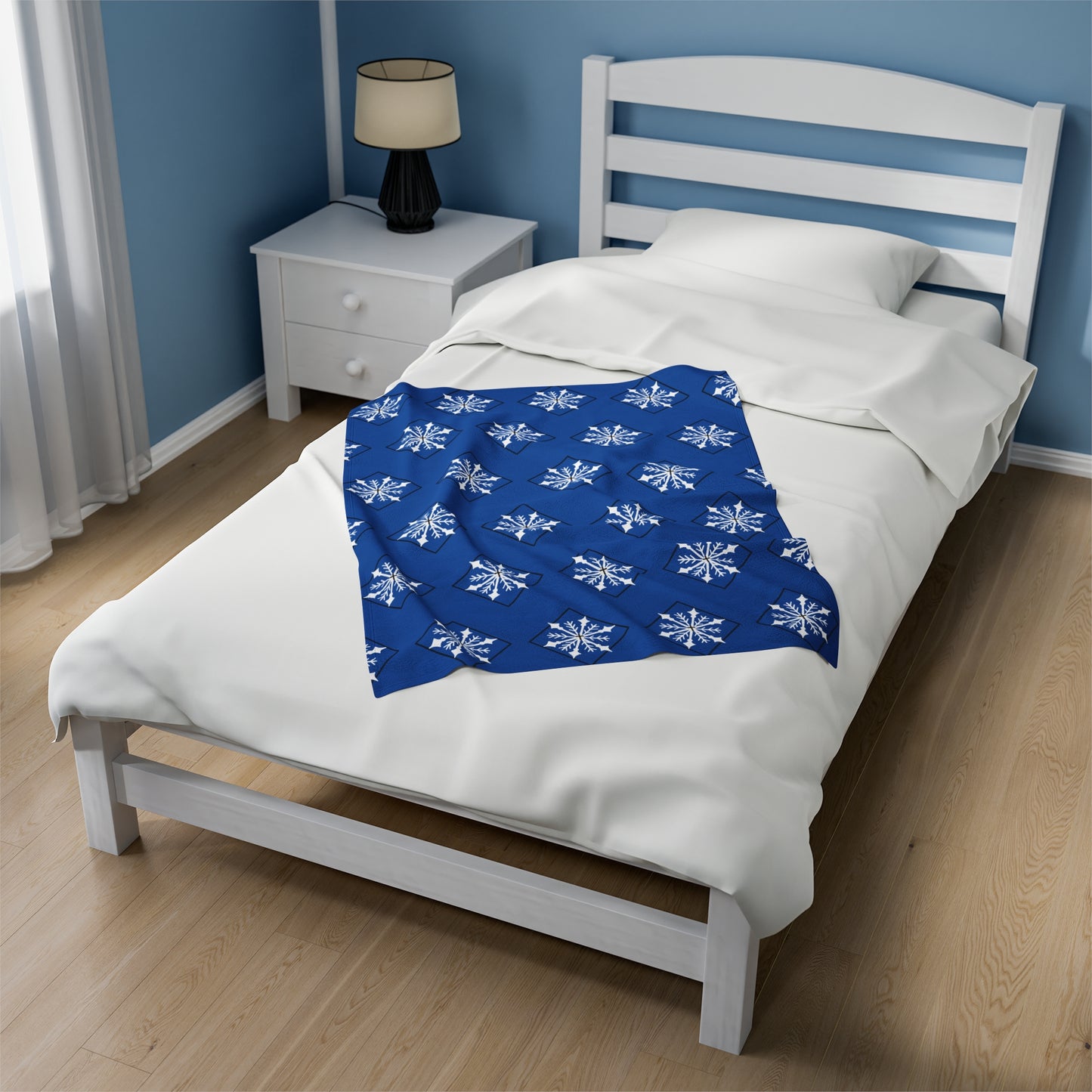 Velveteen Plush Blanket/Holiday/Snowflake/Blue