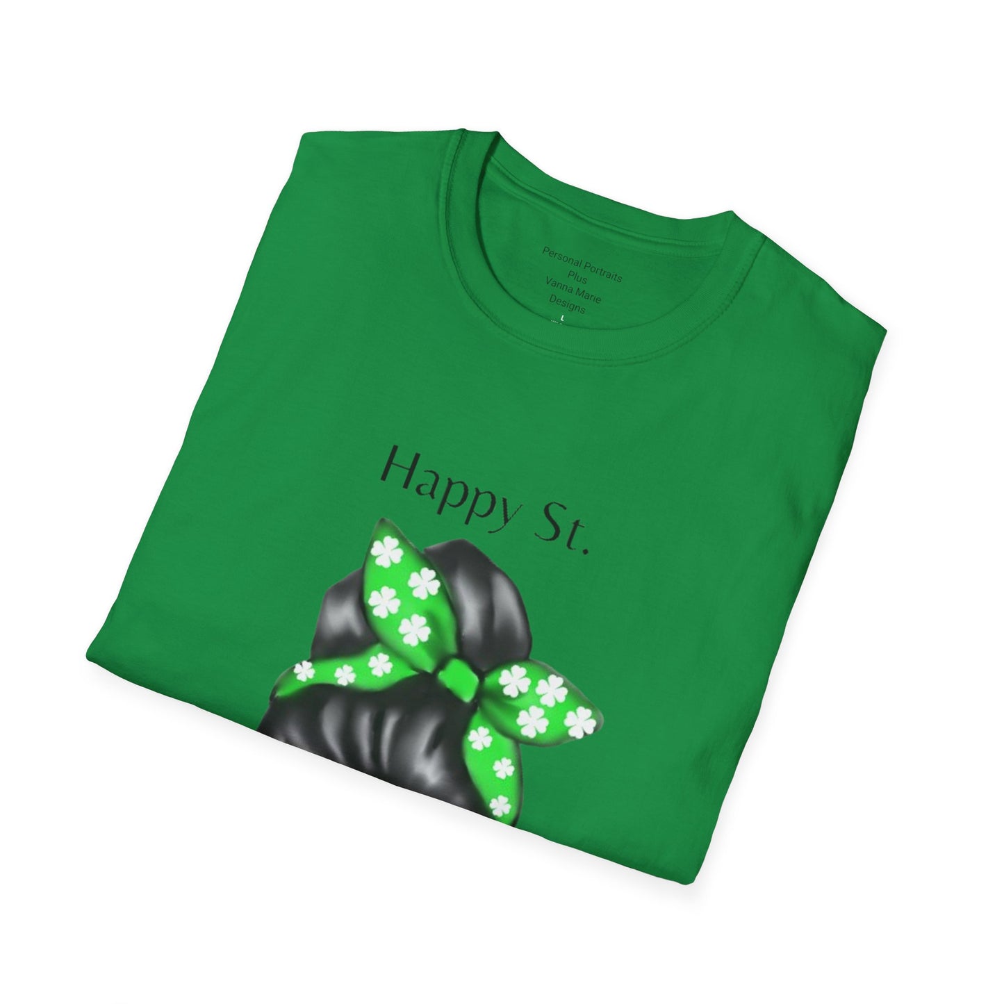 Unisex Softstyle T-Shirt/Happy St. Patrick's Day/ Woman/ Brunette/ Green Glasses/Golden Beer