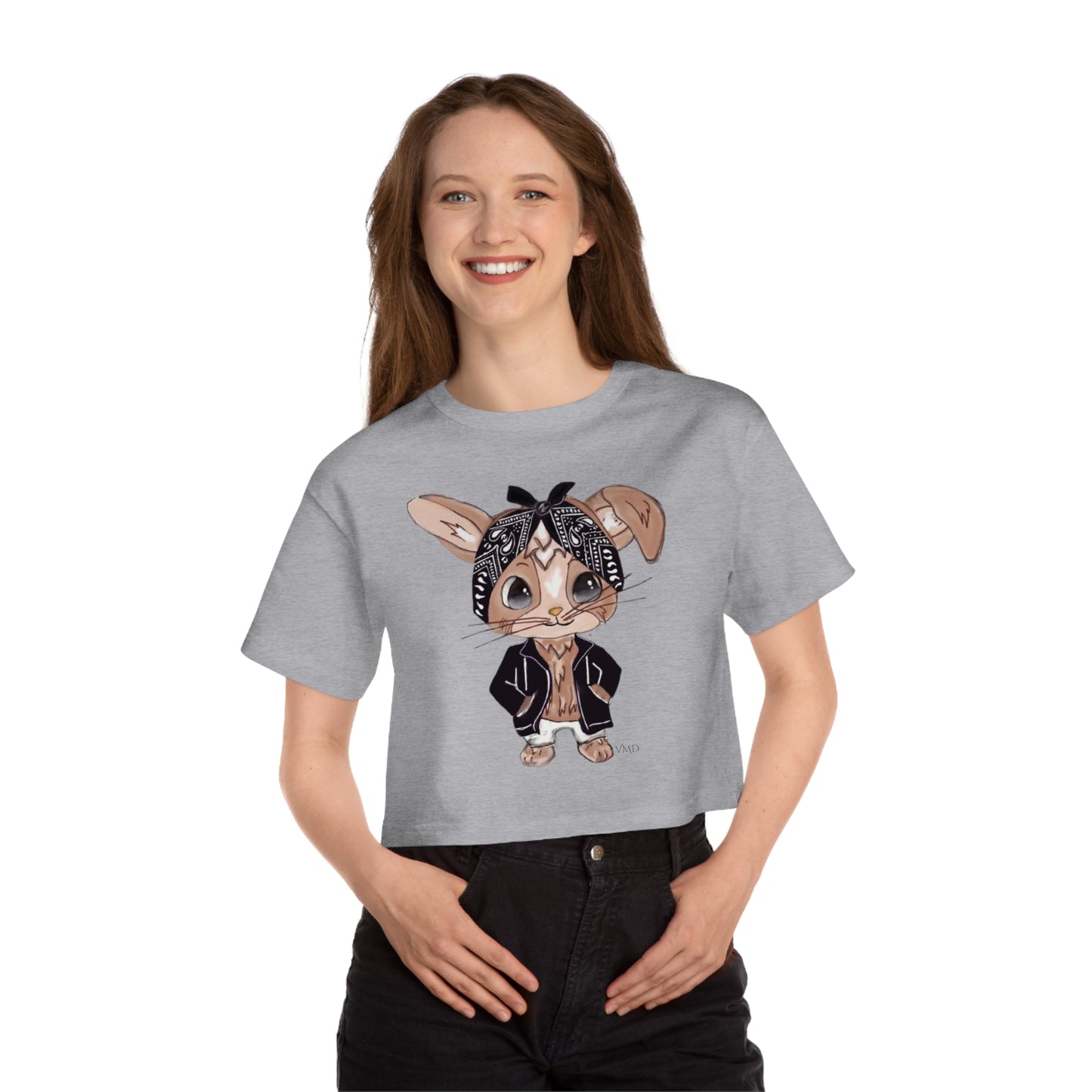 Champion Women's Cropped T-Shirt/ Bandana Bunny/Black