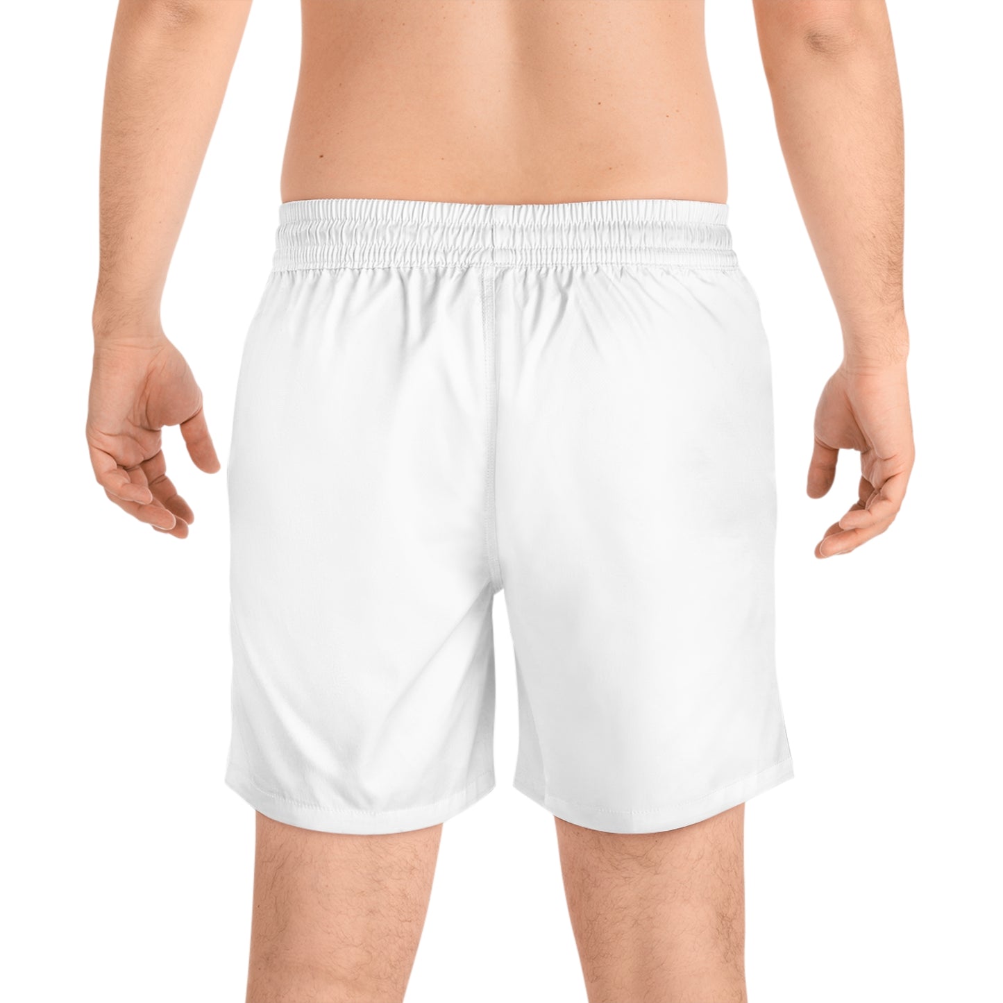 Men's Mid-Length Swim Shorts (AOP)/2 Palm Trees/Black/White