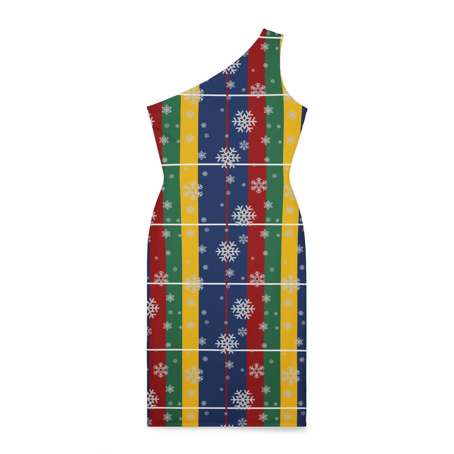 Women's Shoulder Dress (AOP) /Holiday/Blue /Red /Green/ Yellow/ Plaid/ White Snowflakes