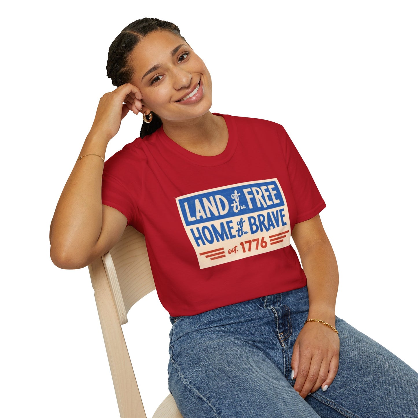 Unisex Softstyle T-Shirt/4th of July/Land of the Free Home of the Brave