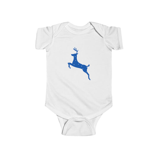 Infant Fine Jersey Bodysuit/ Blue/ White/polka Dot Reindeer