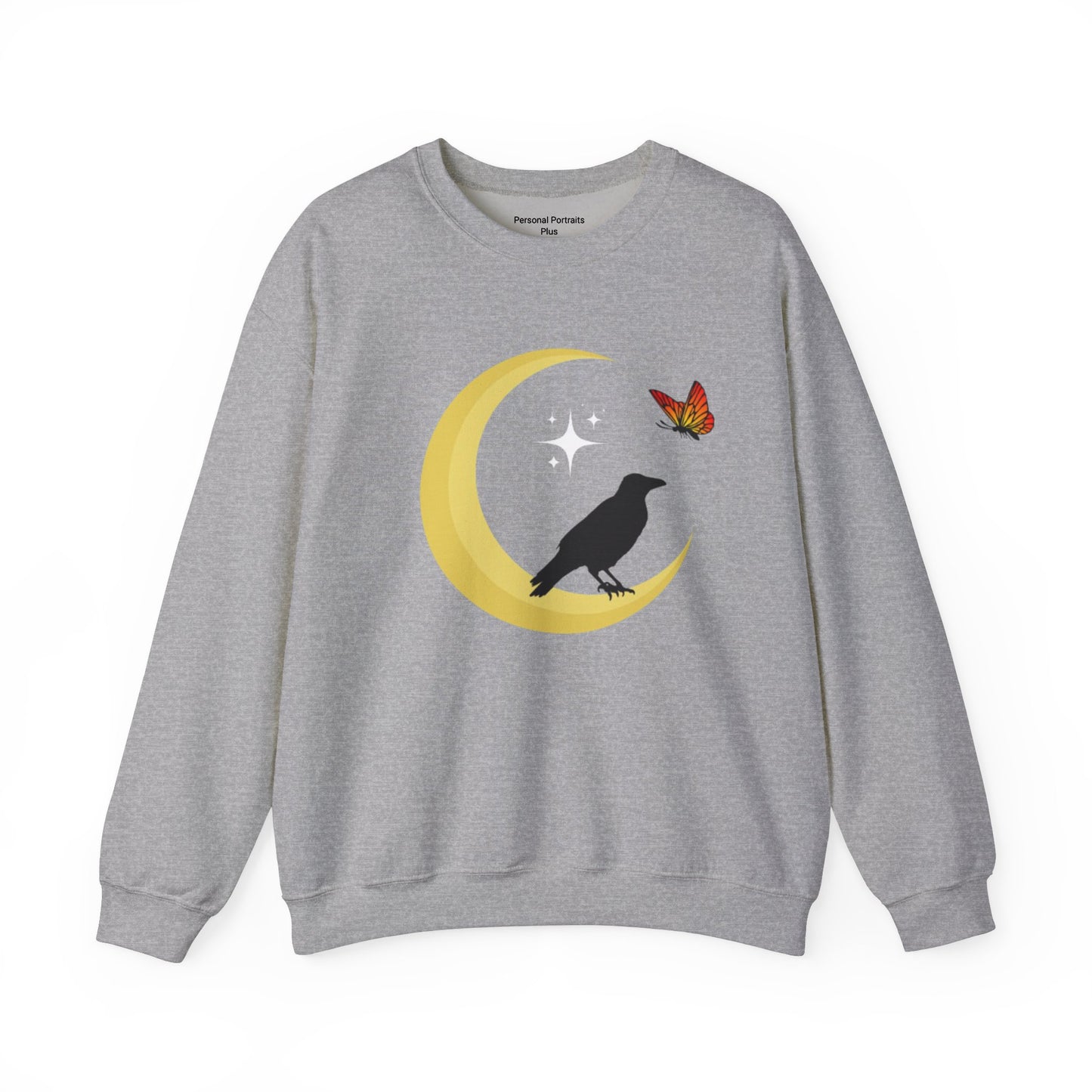 Woman's Heavy Blend™ Crewneck Sweatshirt/ Crow on the moon/White star/Fall