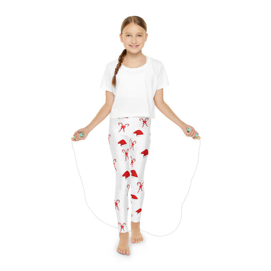 Youth Full-Length Leggings (AOP)//Santa Hats/Candy Canes