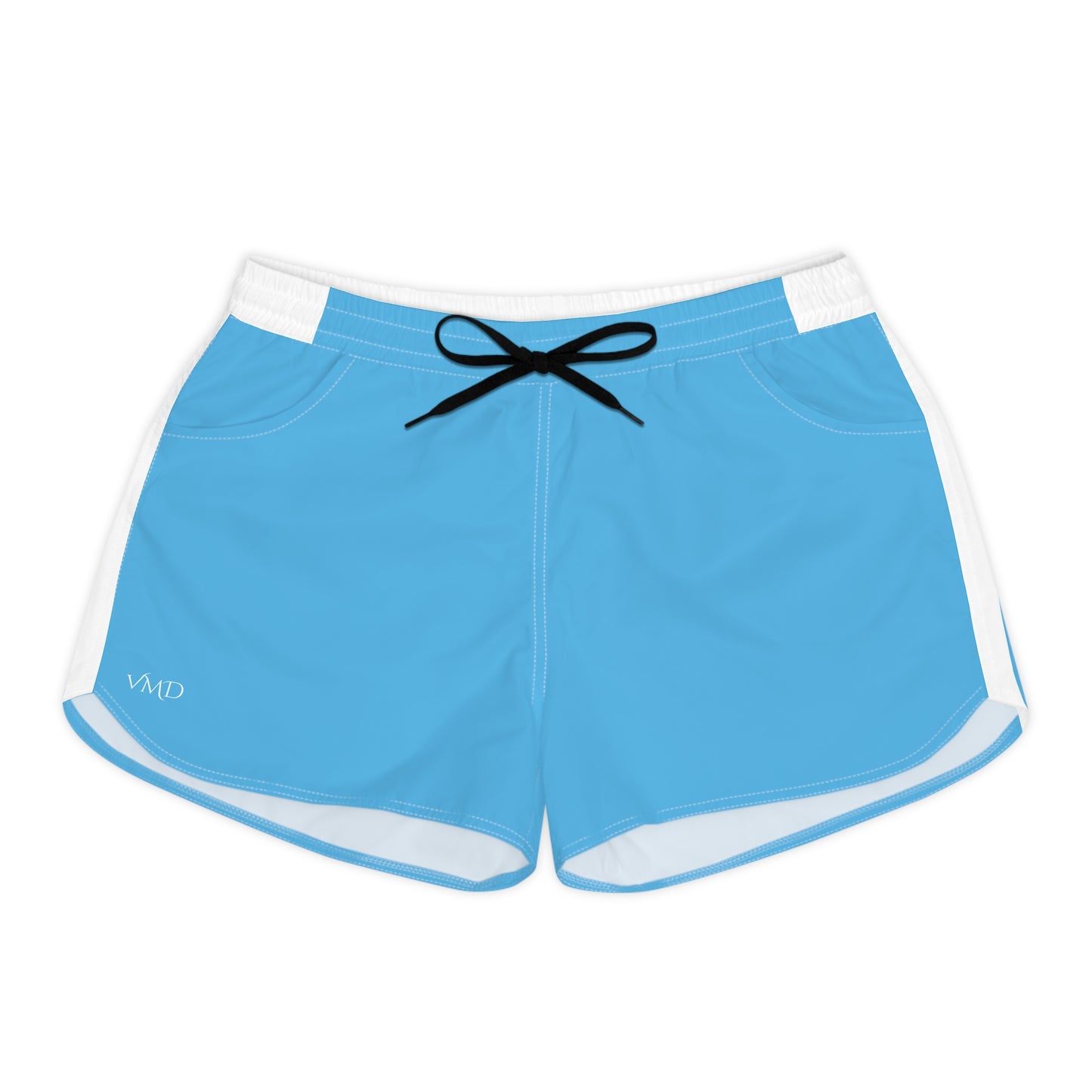 Women's Casual Shorts (AOP)/Solid Sky Blue/White Strip