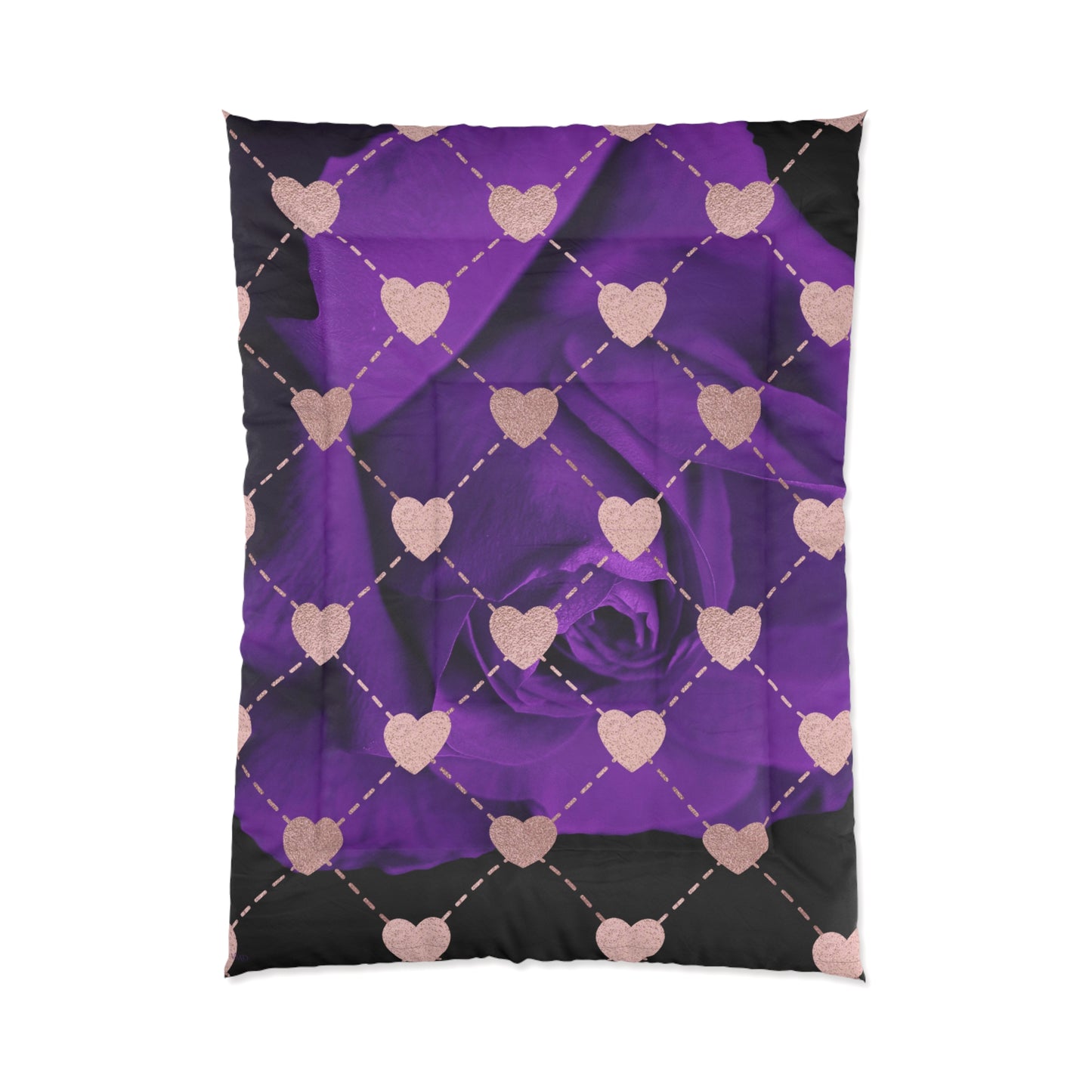 Comforter/ Purple Roses/Pink Hearts