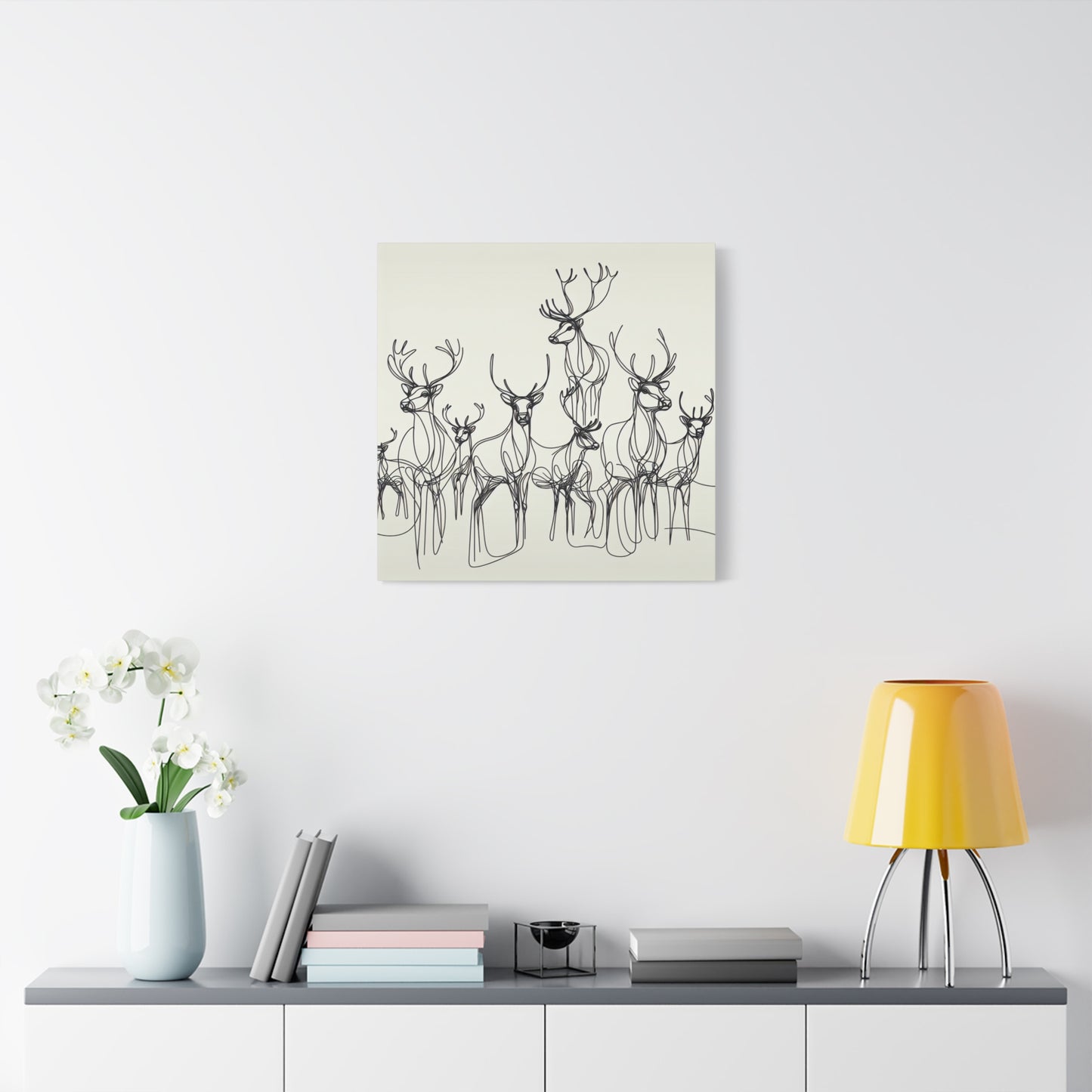 Matte Canvas, Stretched, 1.25"/Reindeer/Line art