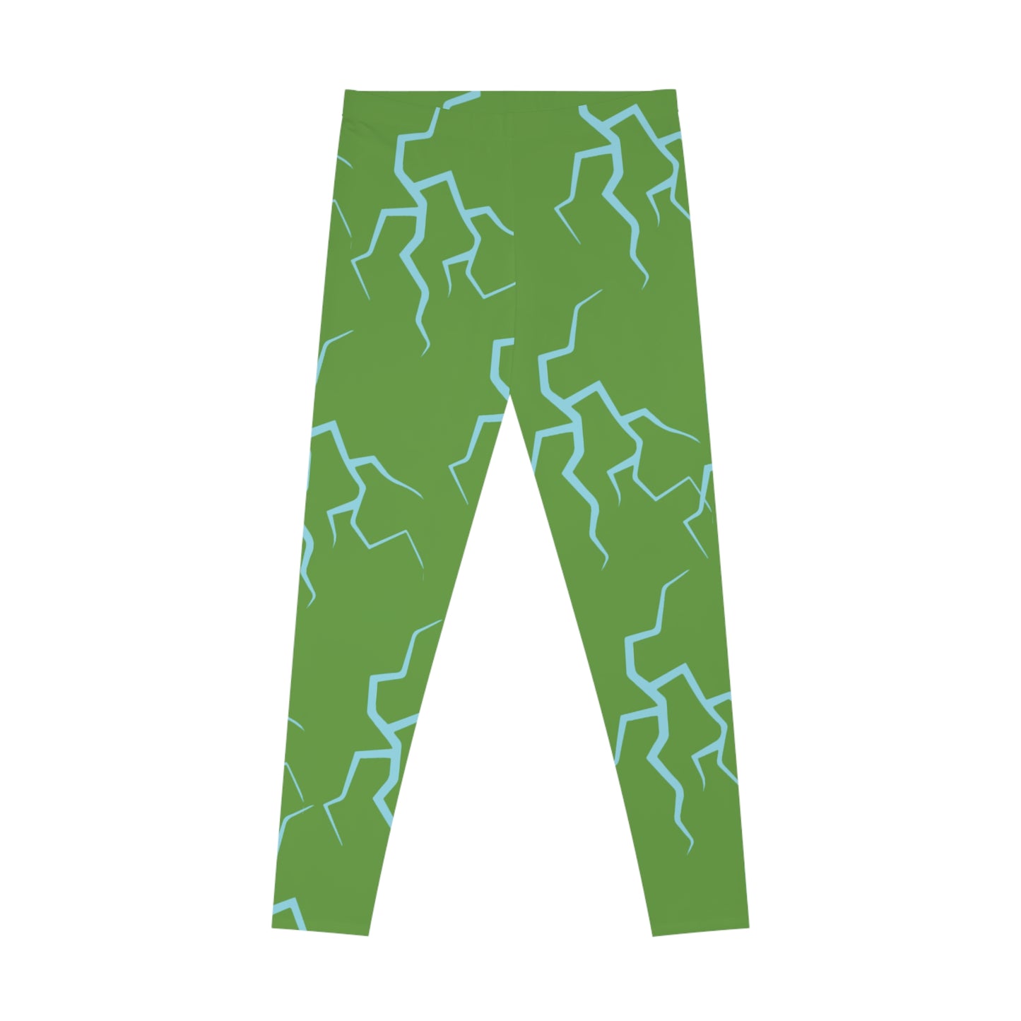 Women's Stretchy Leggings/Green (AOP)/ Lightning bolts