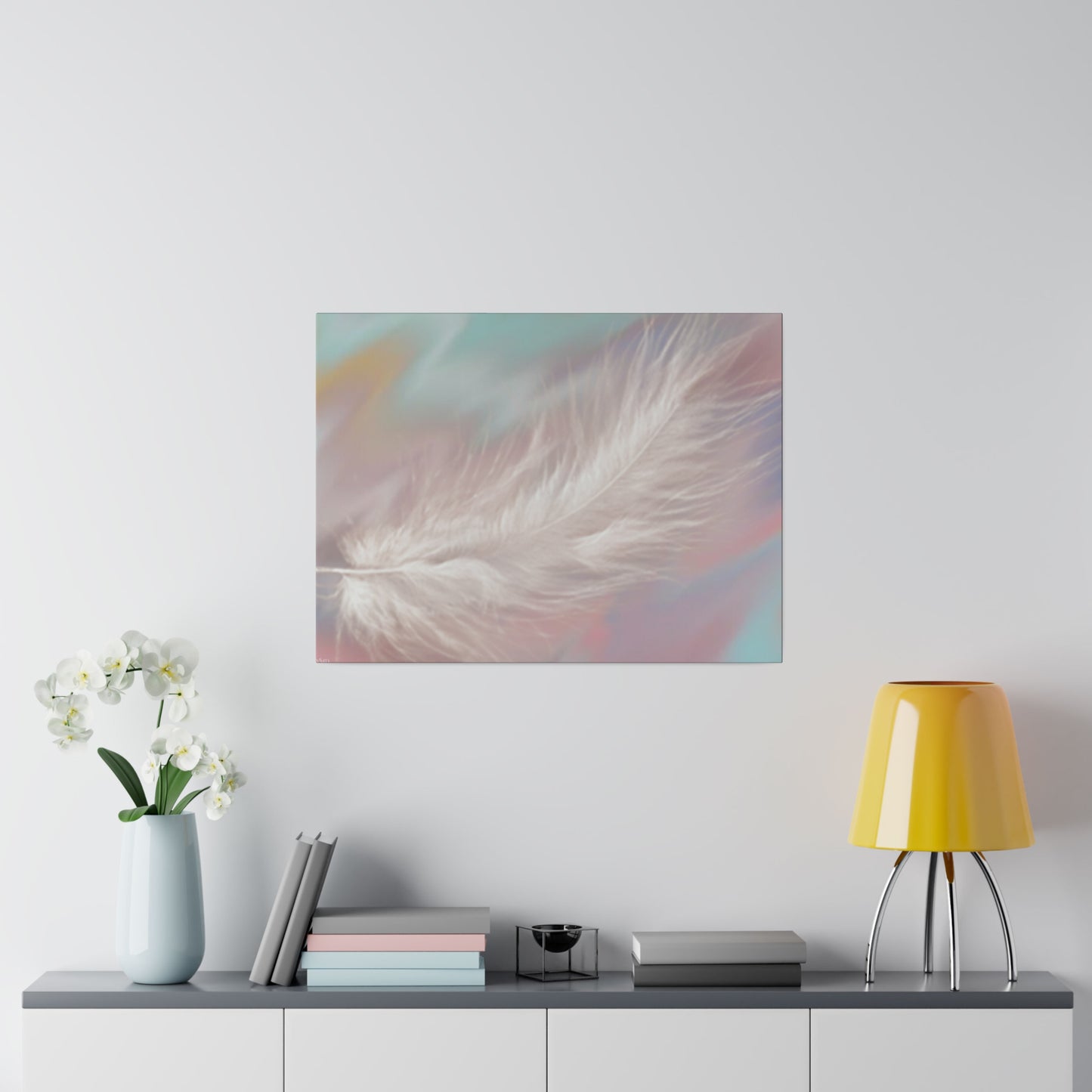 Digital Portrait Print, 0.75"/Feather/Pastel BG