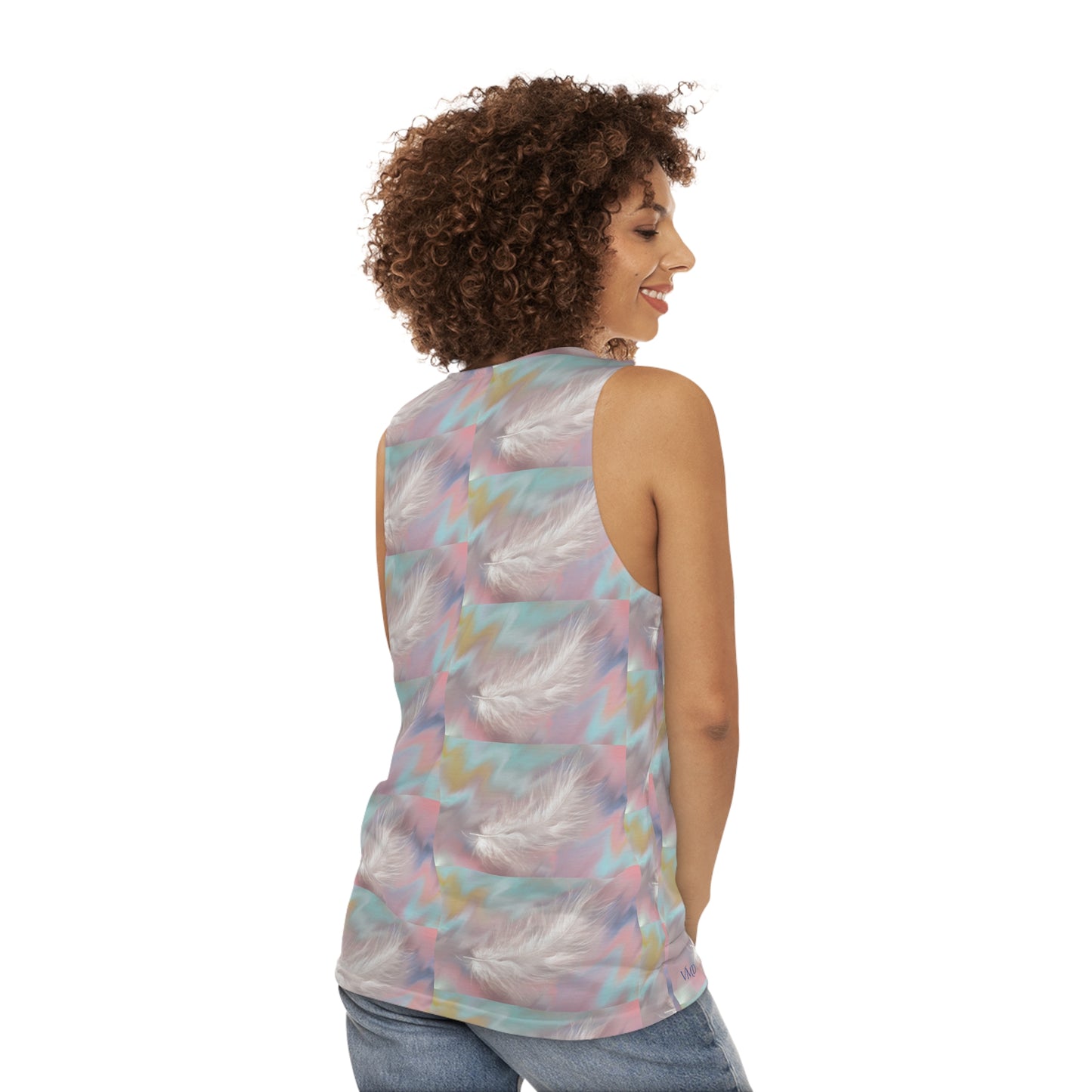 Womans Tank Top (AOP)/Feathers/white