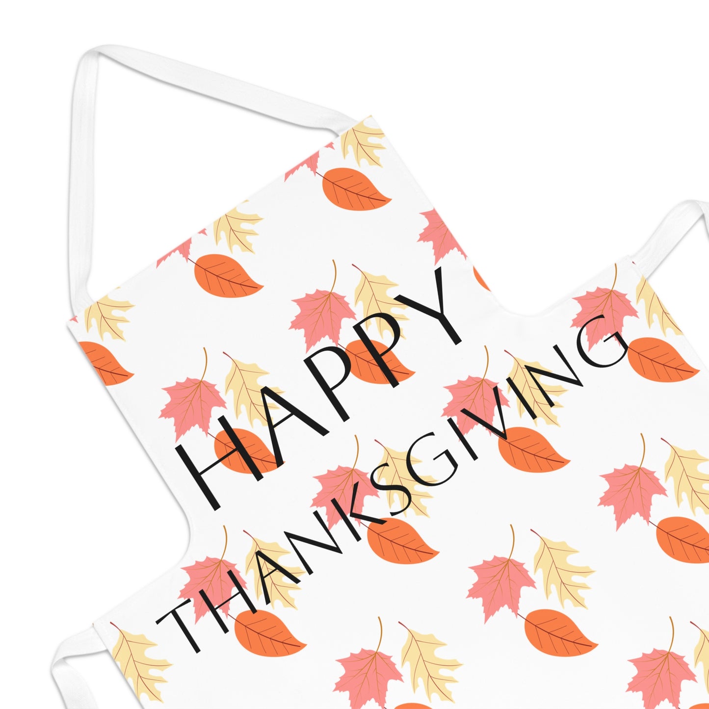 Adult Apron (AOP) Holiday/Happy Thanksgiving/Fall leaves/White