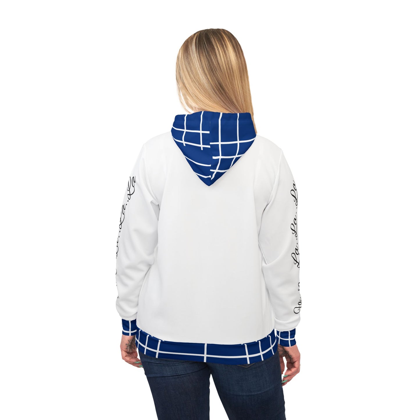 Unisex Athletic Hoodie (AOP)/Caroling Gremlin/Blue /White Plaid