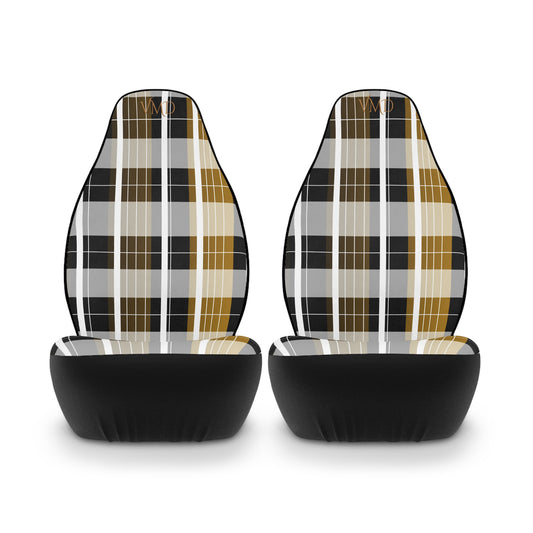 Polyester Car Seat Covers/Gold and Black Gradient Plaid