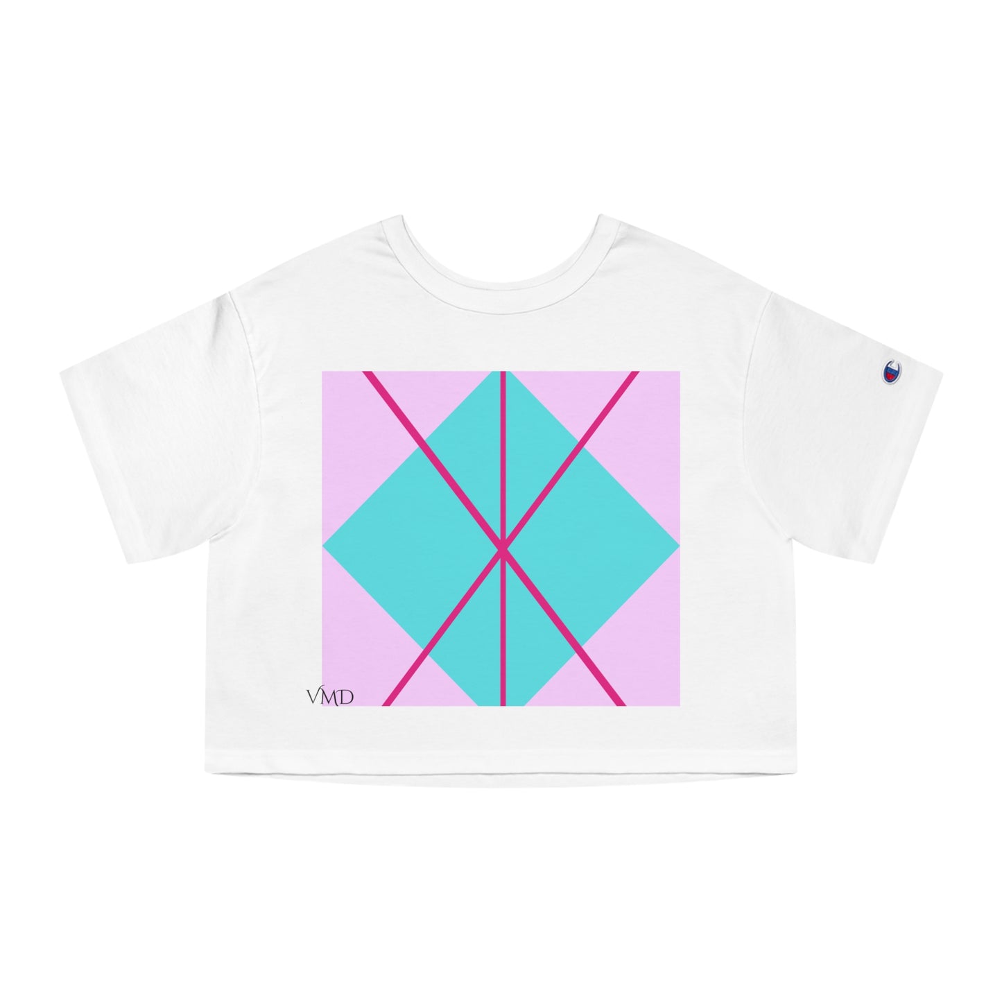 Champion Women's Cropped T-Shirt/Spring/Blue/Diamond/Pink lines