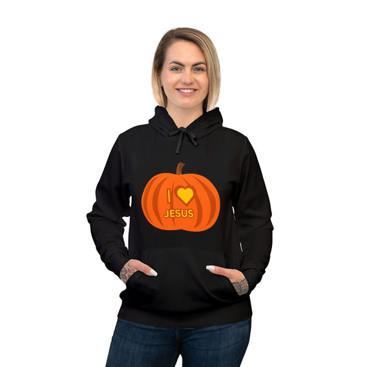 unisex Athletic Hoodie (AOP)/ I love Jesus Carved Pumpkin