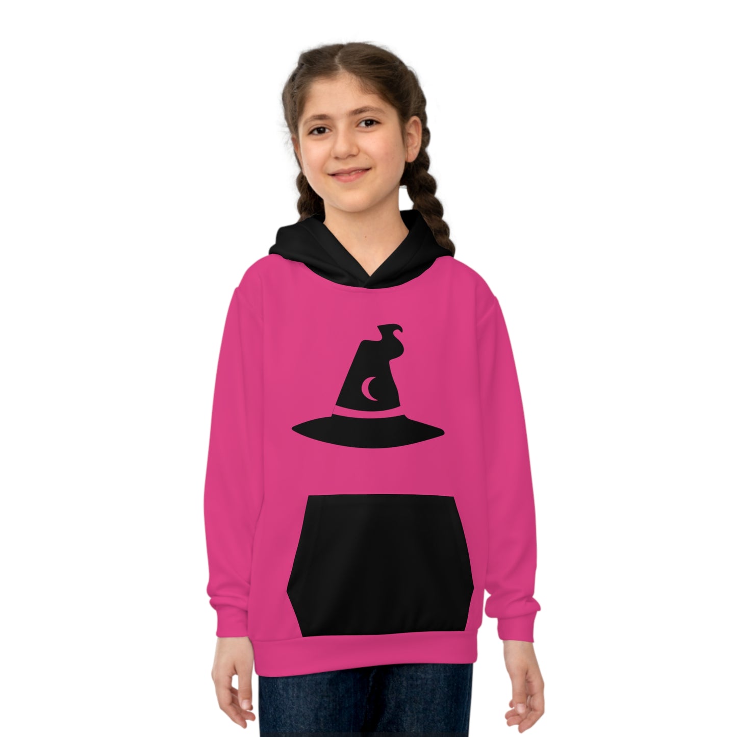 Girls Children's Hoodie (AOP)/Witch Hat/Dark Pink