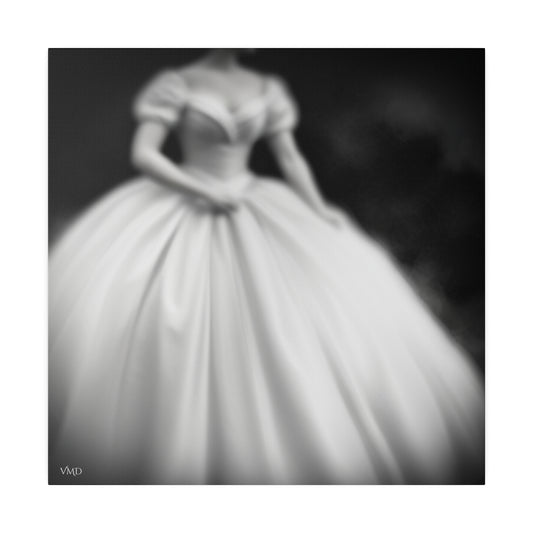 Digital Portrait Print Canvas, Stretched, 0.75"/Ballgown/Black/White