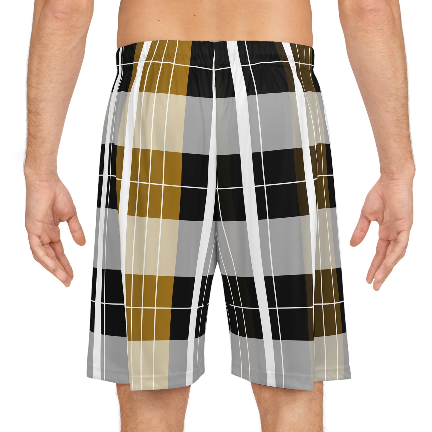 Basketball Shorts (AOP)/Gold Plaid