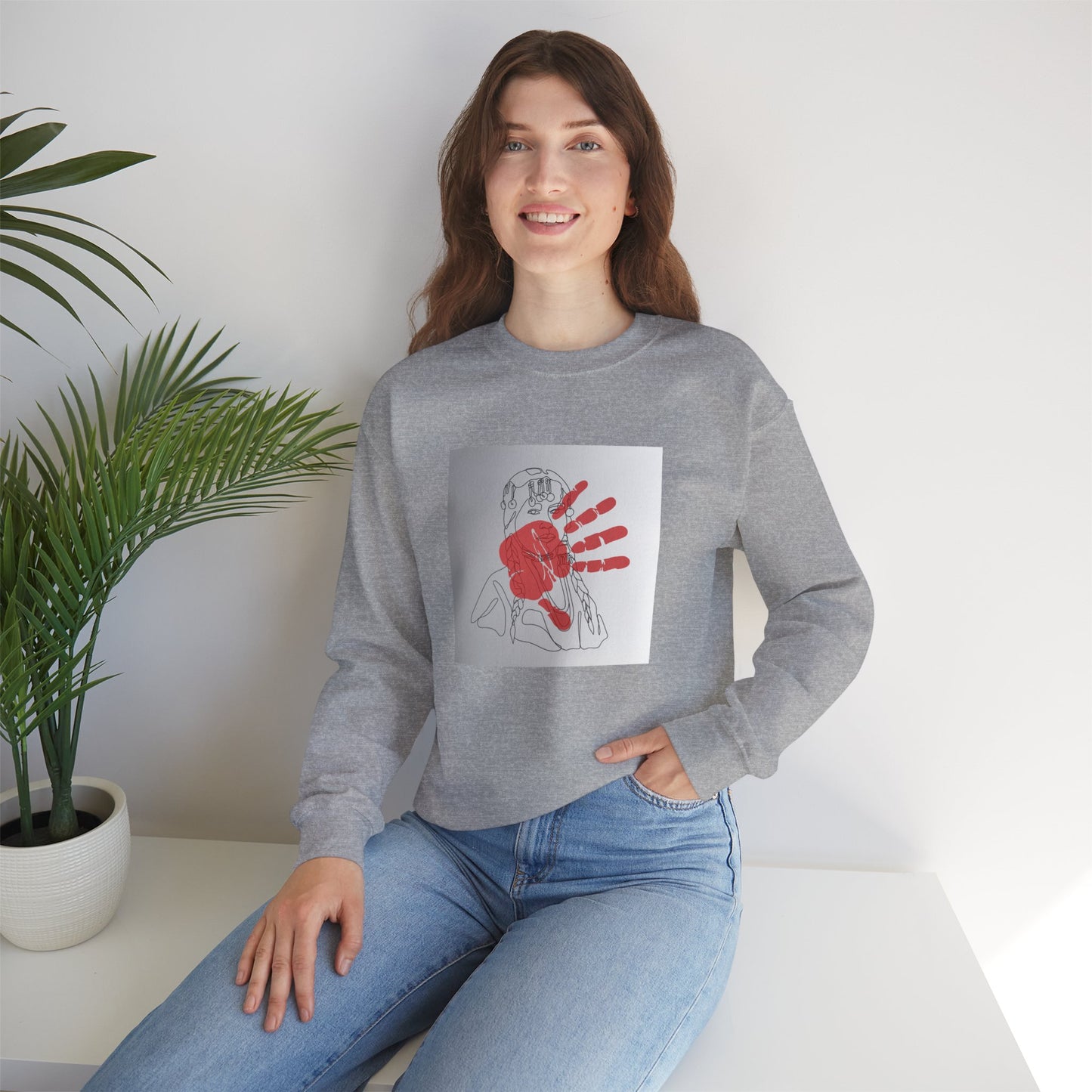 Unisex Heavy Blend™ Crewneck Sweatshirt/Native American/Hand Print/ Spreading Awareness for Indigenous Women