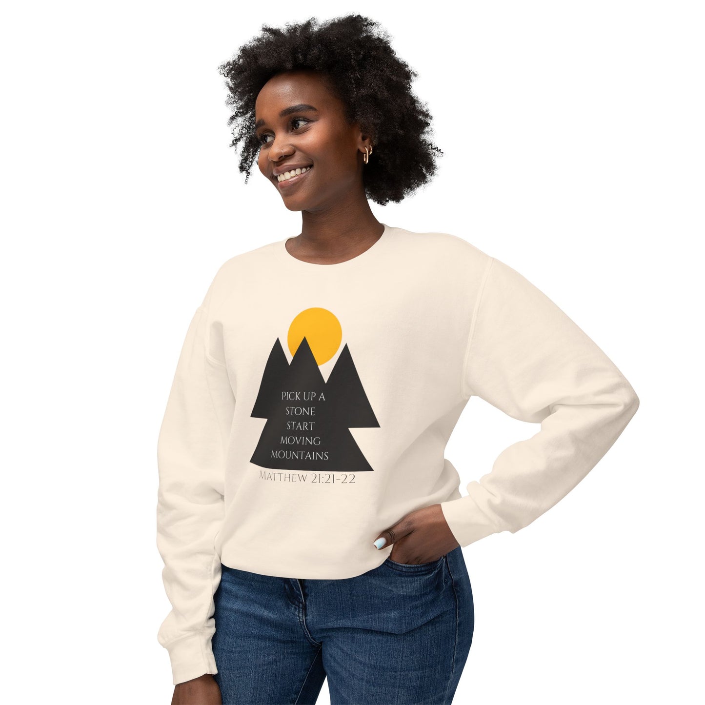 Unisex Lightweight Crewneck Sweatshirt/ Matthew 21:21-22/Mountains