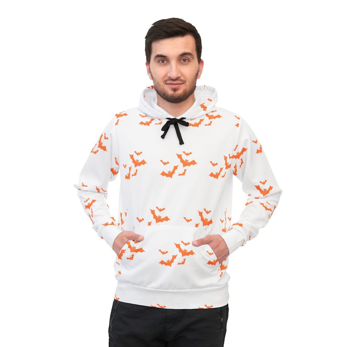 Unisex Athletic Hoodie (AOP)/Bats/Orange/Halloween