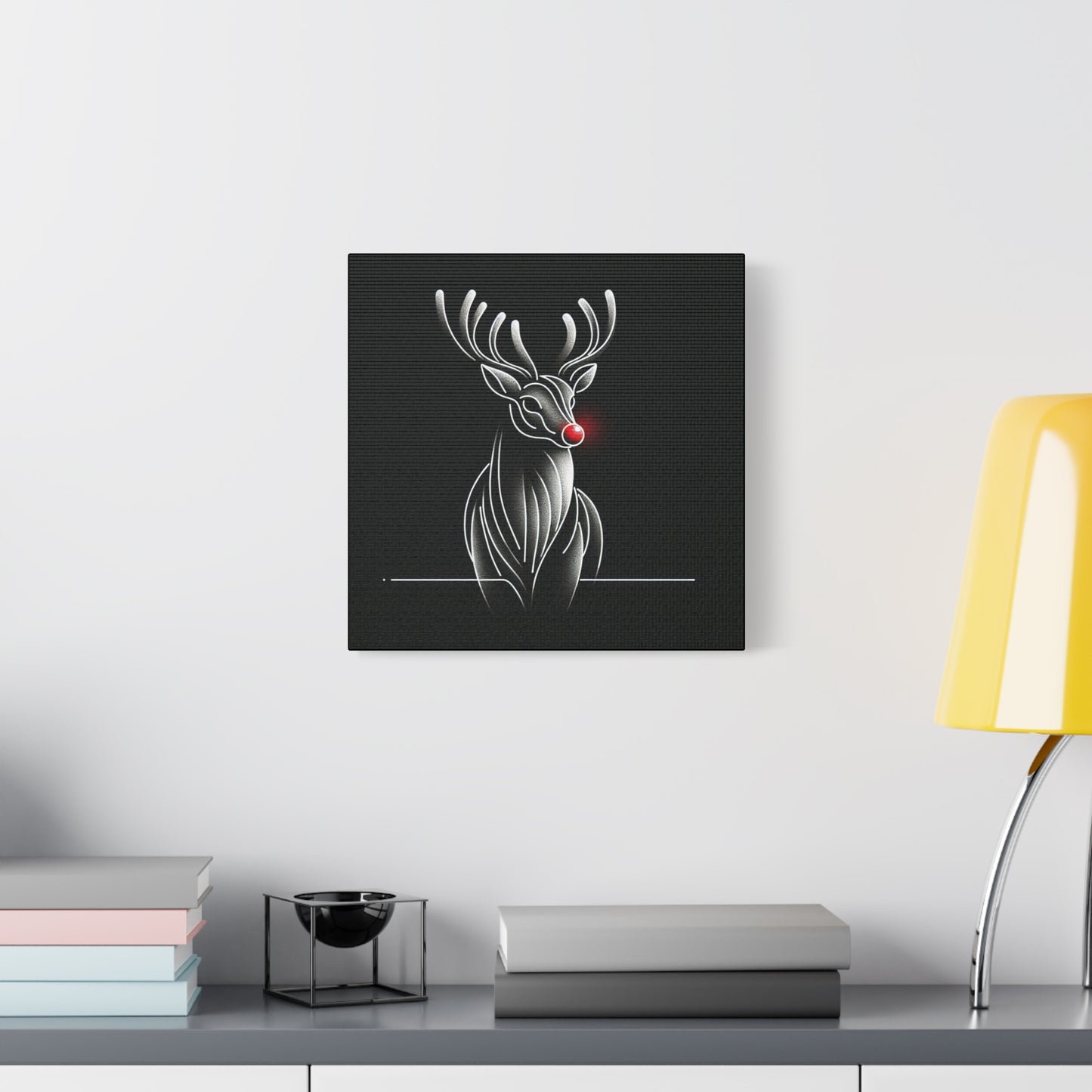 Matte Canvas, Stretched, 1.25"/ Rudolph/ Line Art/ Black/BG