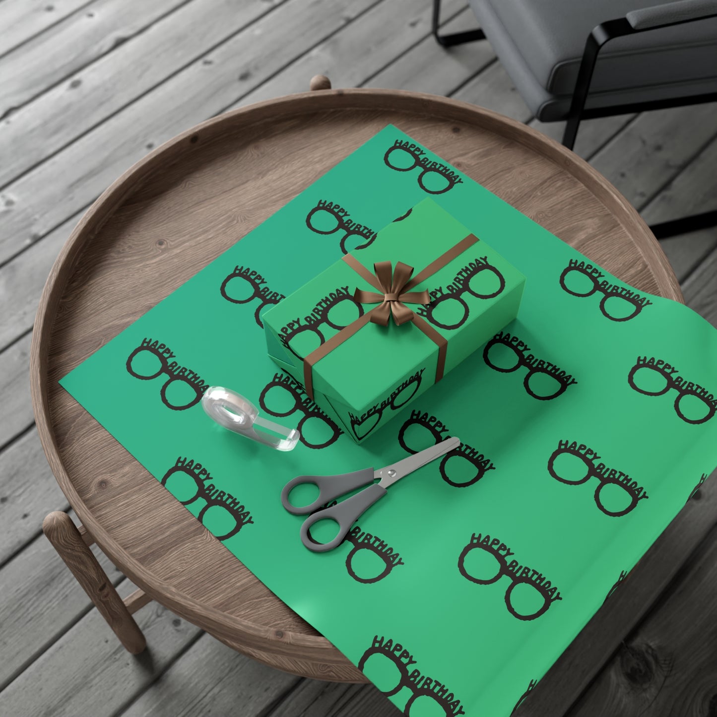 Birthday Gift Wrap Papers Happy Birthday Glasses/ Green Gradient