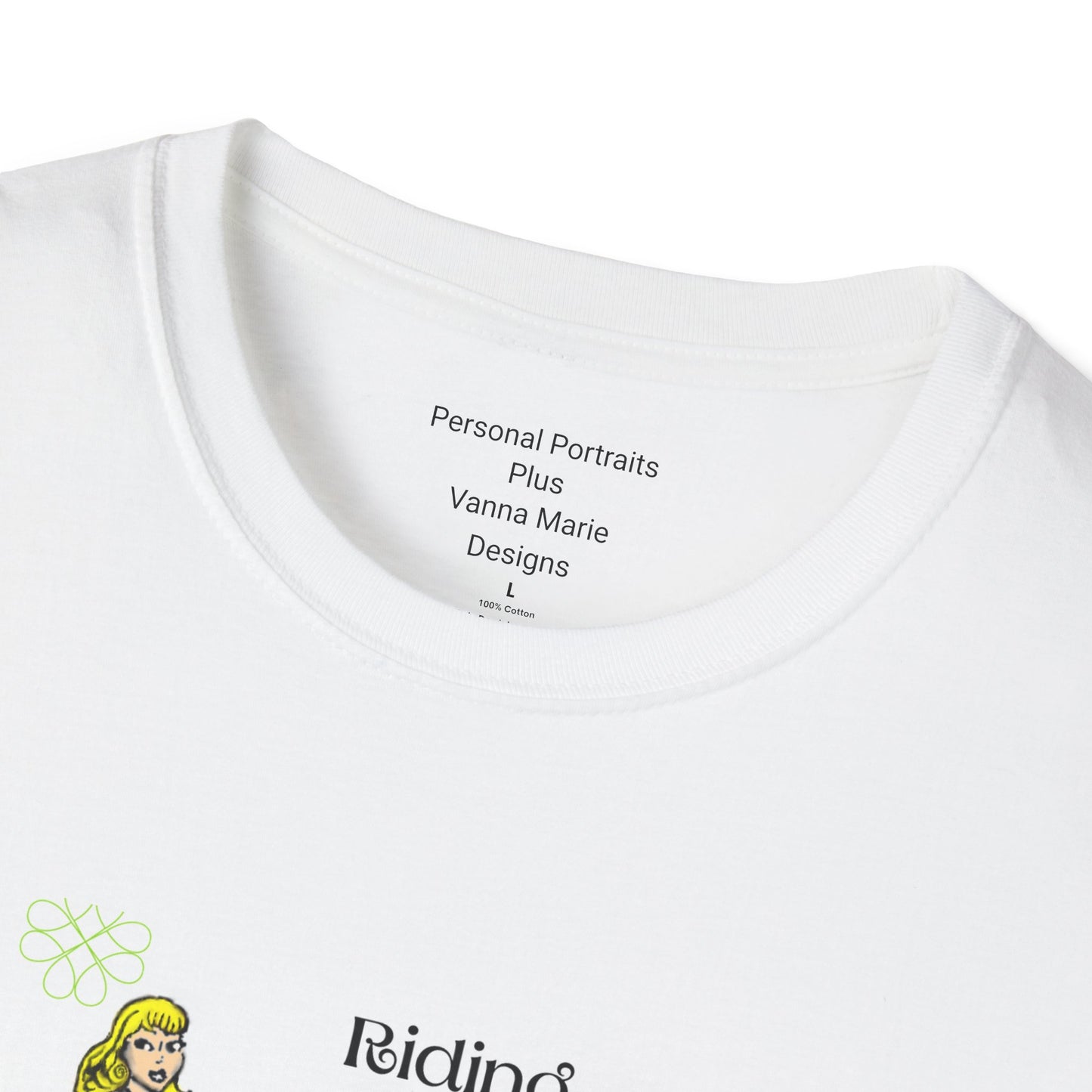 Unisex Softstyle T-Shirt/ Riding with clovers/blonde