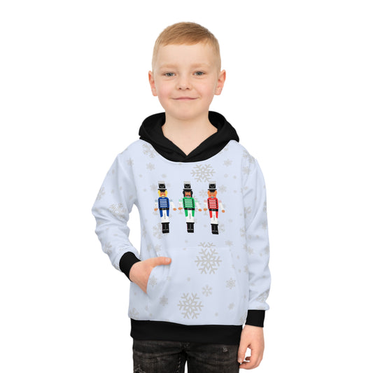 Children's Hoodie (AOP)/Nutcrackers Red/Green/Blue/Snowflake BG