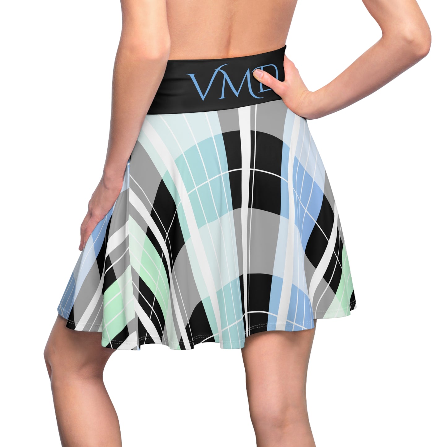 Women's Skirt (AOP)/ Pastel plaid/Gradient Blue Green