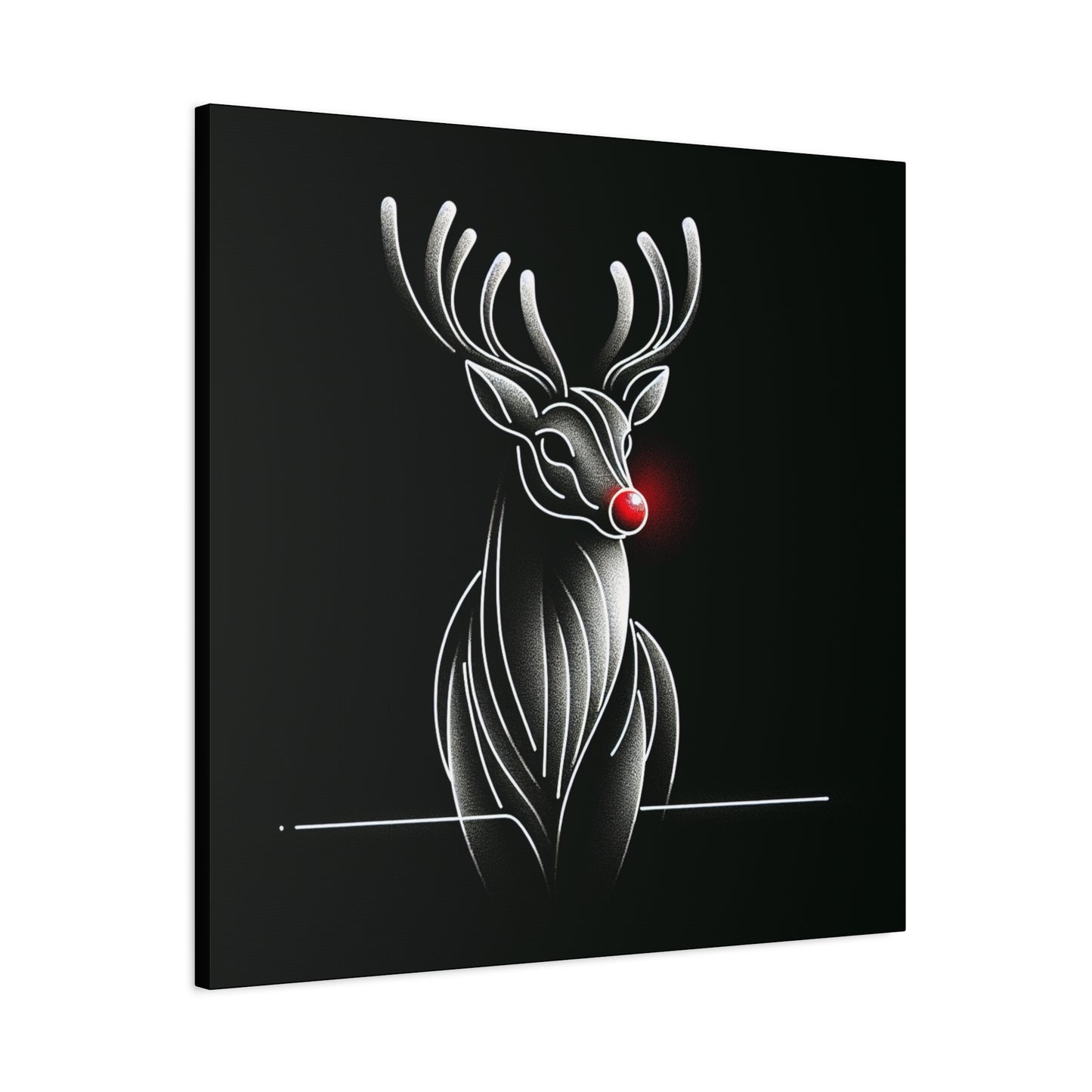 Matte Canvas, Stretched, 1.25"/ Rudolph/ Line Art/ Black/BG