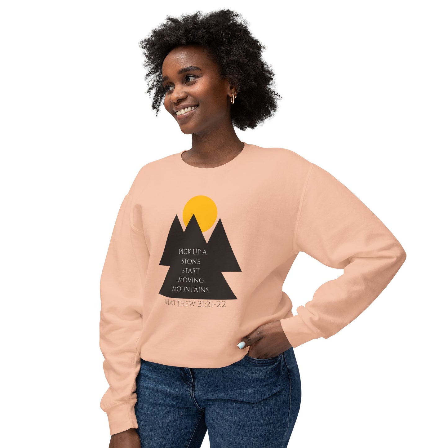 Unisex Lightweight Crewneck Sweatshirt/ Matthew 21:21-22/Mountains