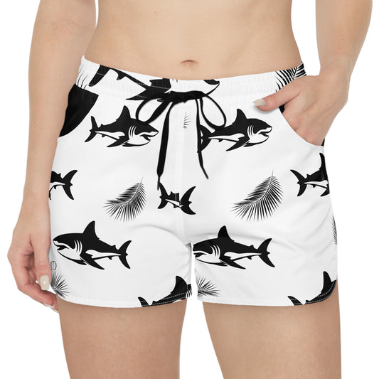 Women's Casual Shorts (AOP)/Sharks/Black