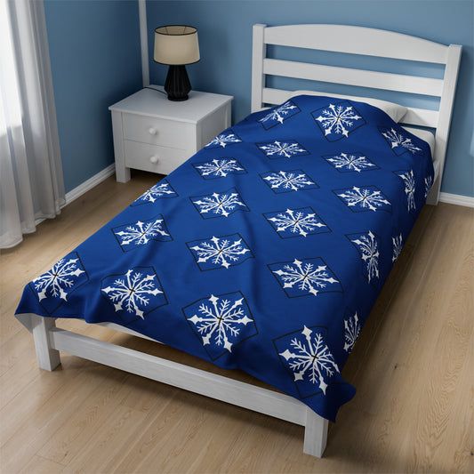 Velveteen Plush Blanket/Holiday/Snowflake/Blue