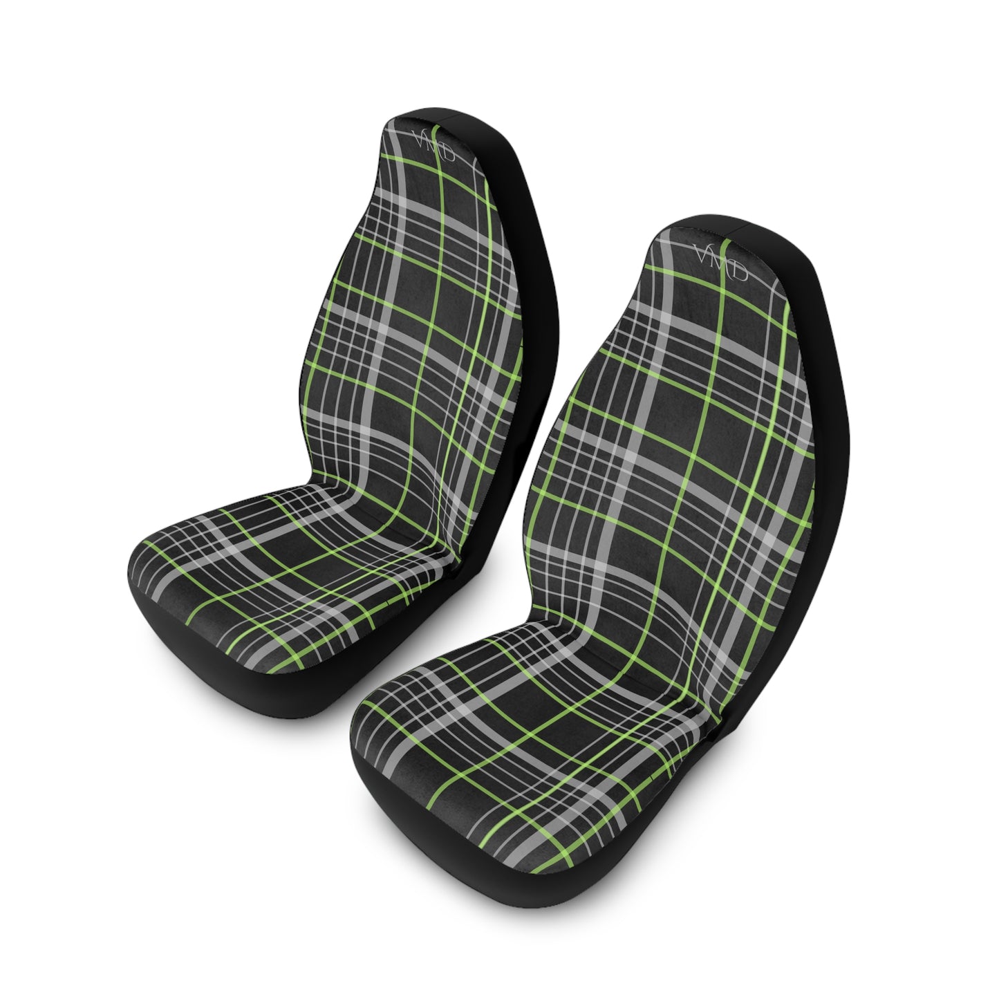 Polyester Car Seat Covers/Black and Green Plaid