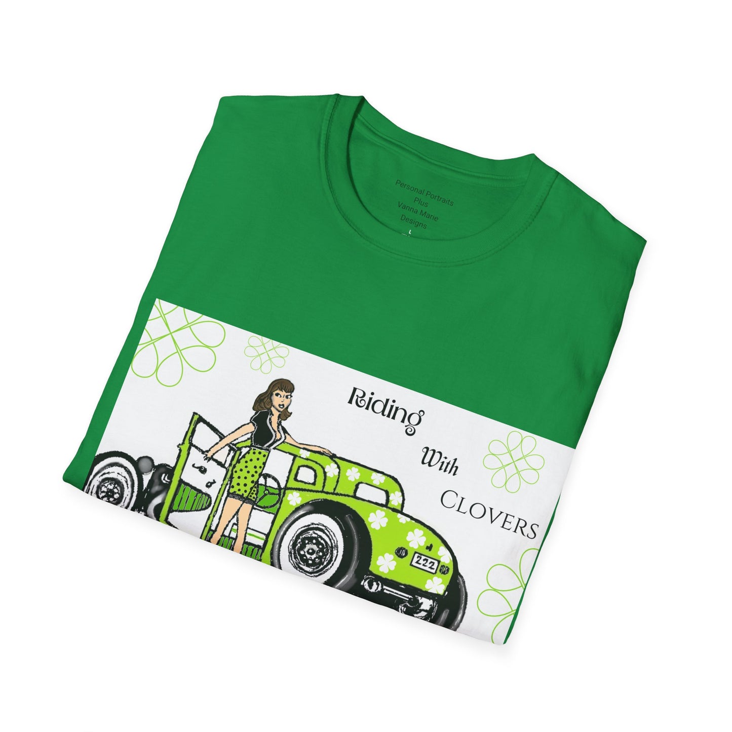 Unisex Softstyle T-Shirt/Riding with Clovers/brunnett