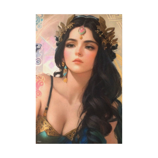 Stretched Canvas, 0.75" Digital portrait print/Greek Goddess/Brunette