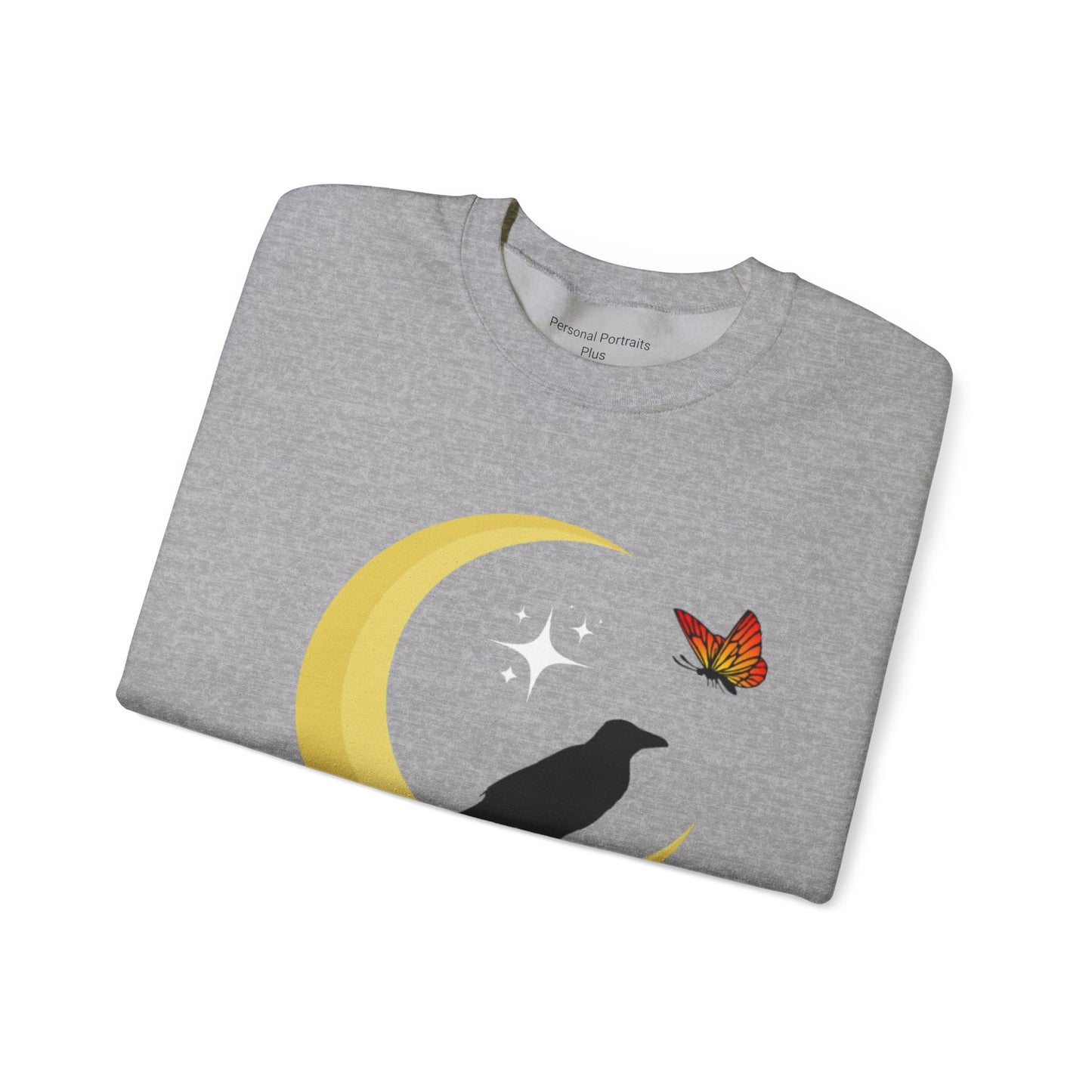 Woman's Heavy Blend™ Crewneck Sweatshirt/ Crow on the moon/White star/Fall