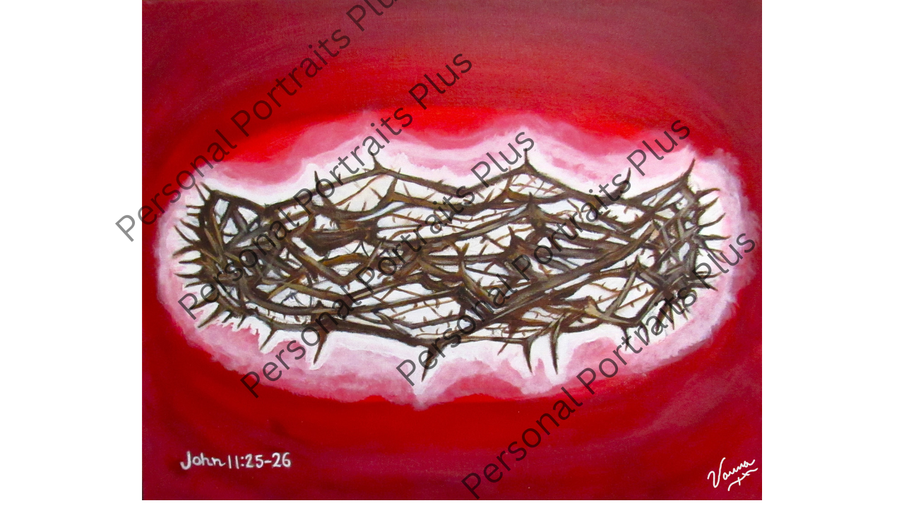 Hand Painted Portrait Print Crown Of Thorns/Christian Art/ Acrylic paint