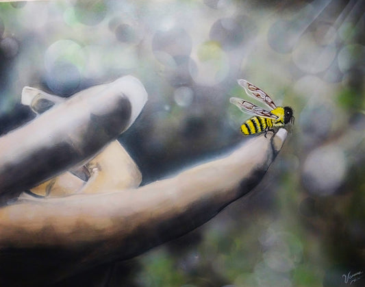 Hand painted Acrylic Portrait (ORIGINAL) Bee Charmer24X30